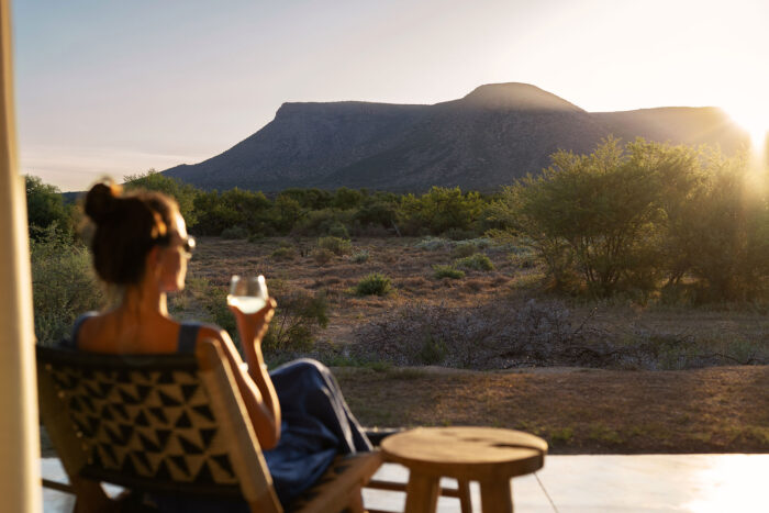 Veranda view in Samara Karoo Lodge in South Africa in Luxury African Safari